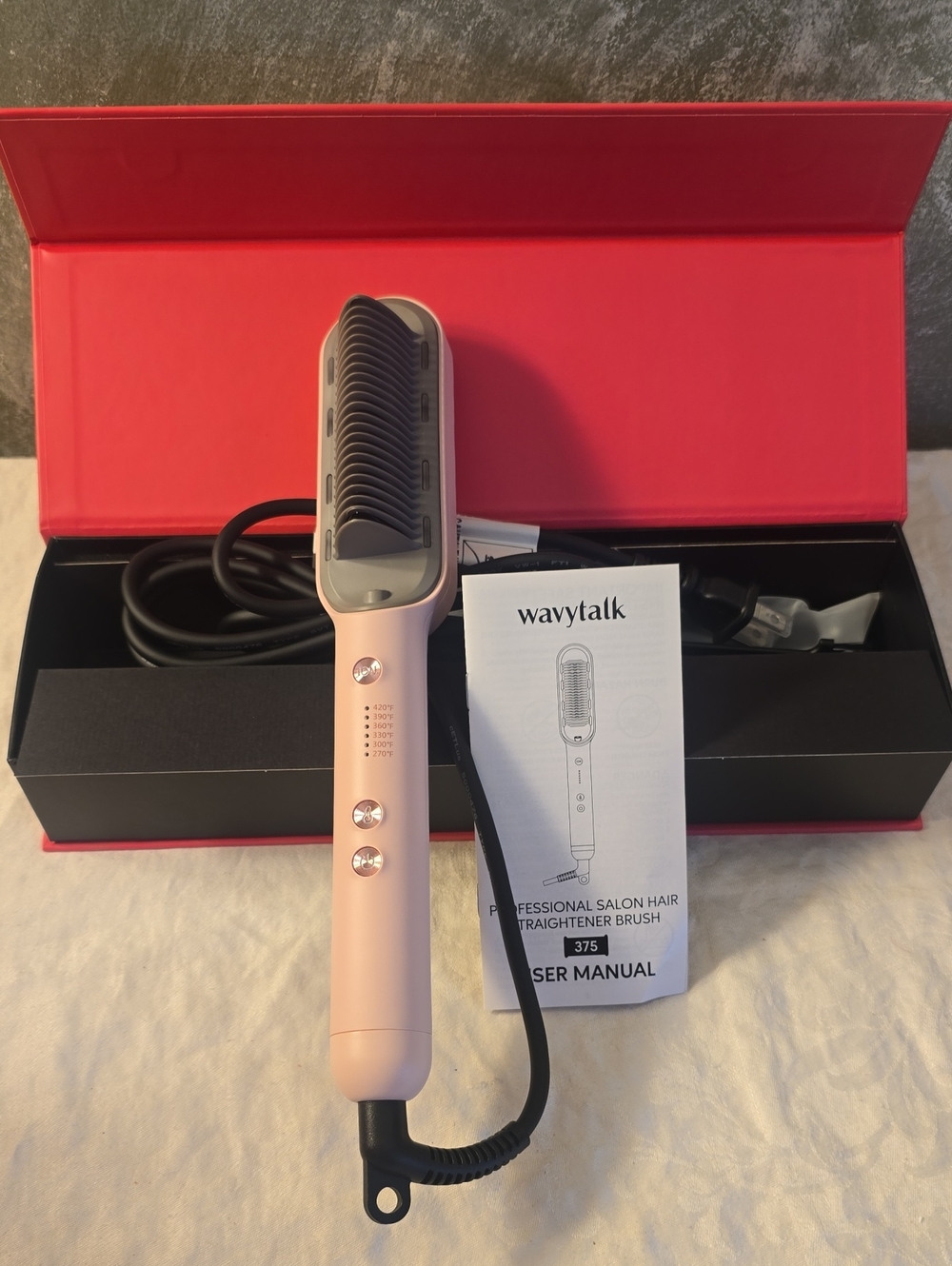 Wavytalk Hair Straightener Brush, Sleek Ionic, Always Picture Perfect Pink New